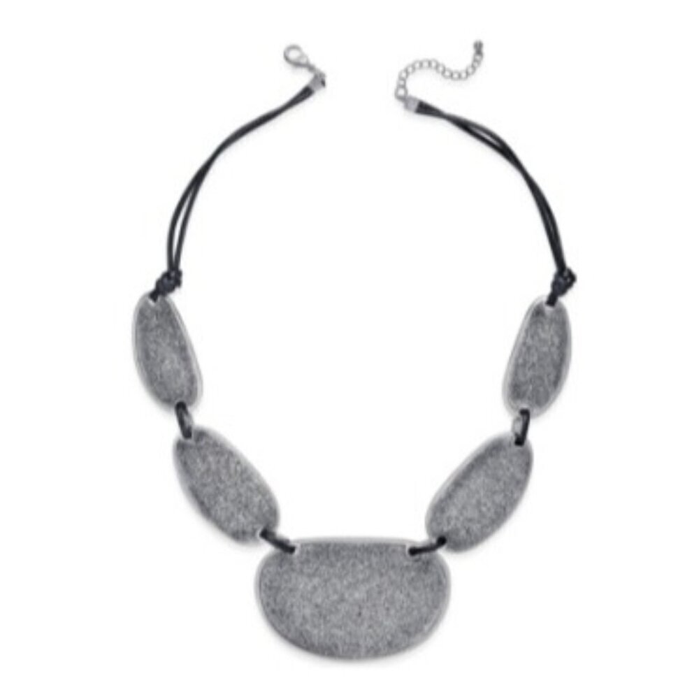 Style & Co.‎ Silver-Tone Black Cord Glitter Drama Statement Fashion Necklace $38
